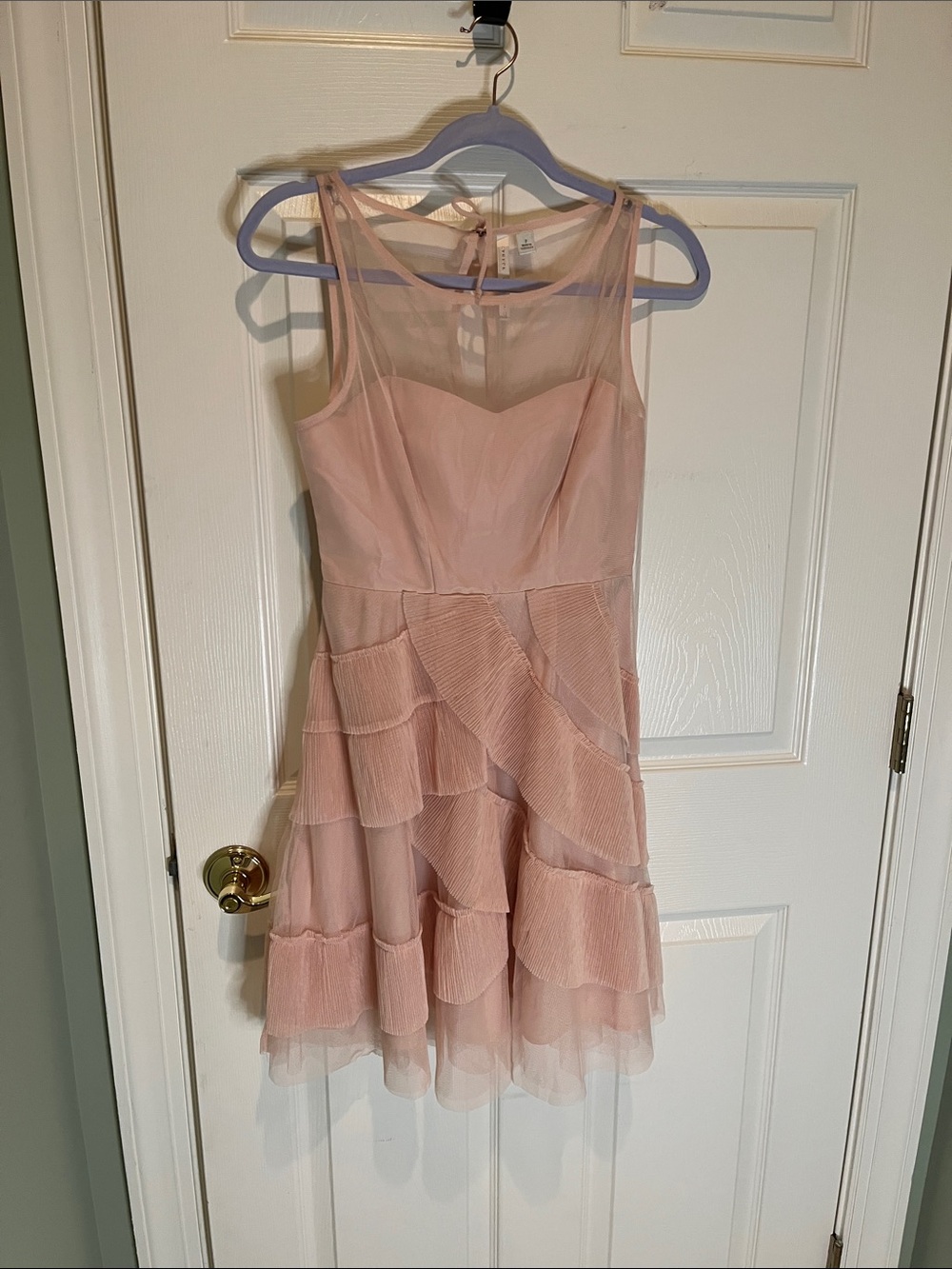 LC Lauren Conrad couture Blush Pink Ruffle Cocktail Dress
